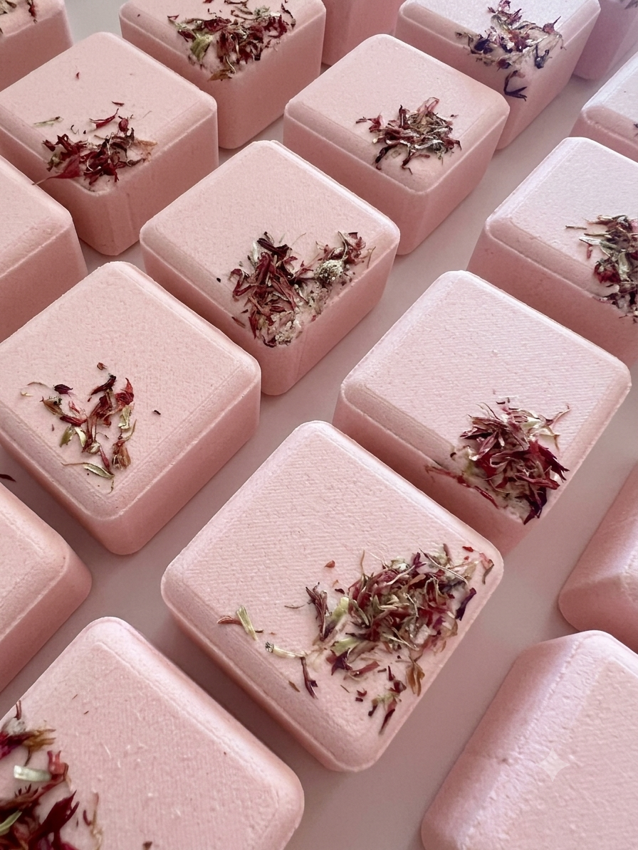 Bath bombs in eco-friendly shrink wrap